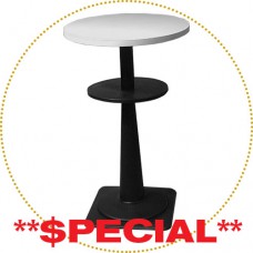 SET OF 10 MARZIO BAR TABLES, DIA. 60 cm (23.6 in.) white top - black leg - 40 in. high SET OF 10 MARZIO BAR TABLES, DIA. 60 cm (23.6 in.) white top - black leg - 40 in. high